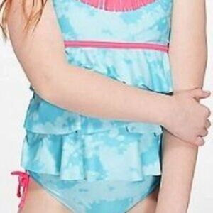 Blue & White 2 Pcs Justice Tankini Swimsuit Size 14